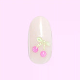 Puffy Cherry Bows - Press On | Medium | Oval