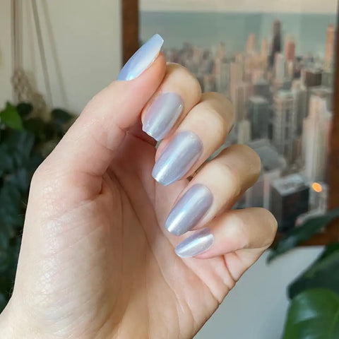 Blue Chrome - Press-On | Medium | Coffin