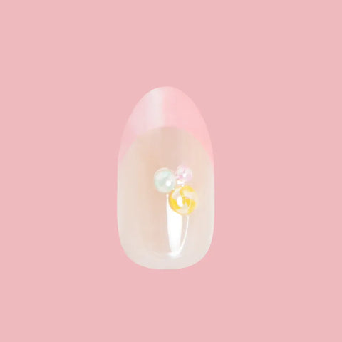 Frosted Candy Pink French - Press-On | Medium | Oval