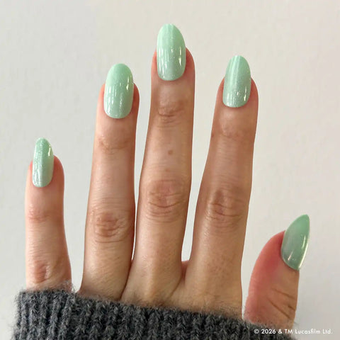 Grogu Green Velvet - Press-Ons | Medium | Oval