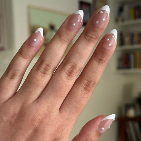 Iconic French Puffy Pearls - Press On | Medium | Almond