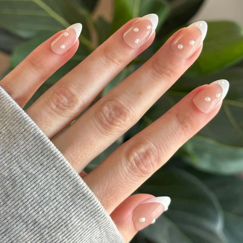 Iconic French Puffy Pearls - Press On | Medium | Almond