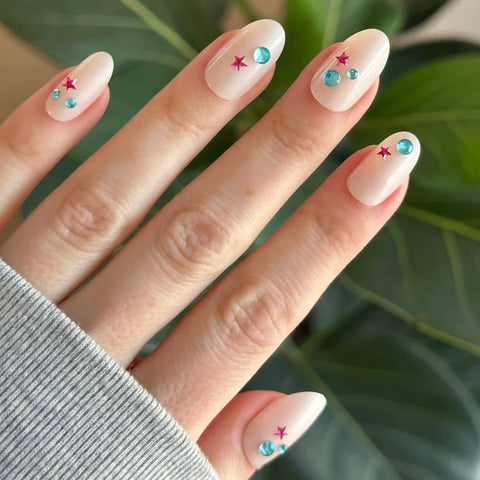 Iridescent Gem Party - Press On | Medium | Oval