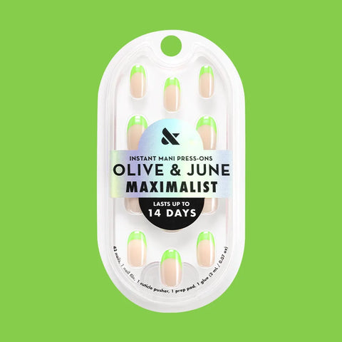 Lime Chrome French - Press-On | Short | Round