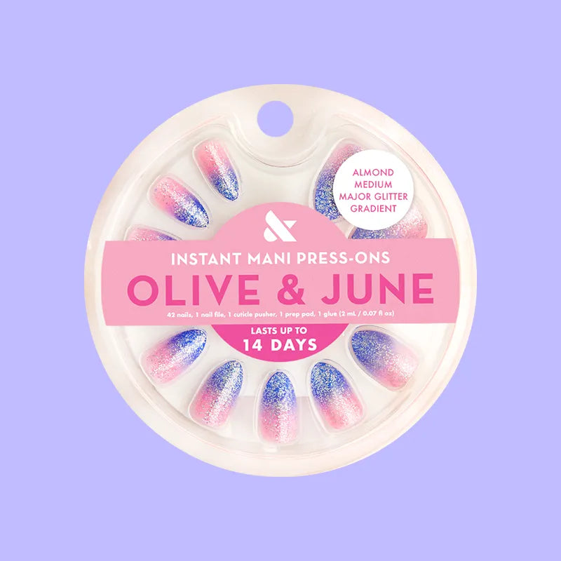 Major Glitter Gradient - Press On | Medium | Almond