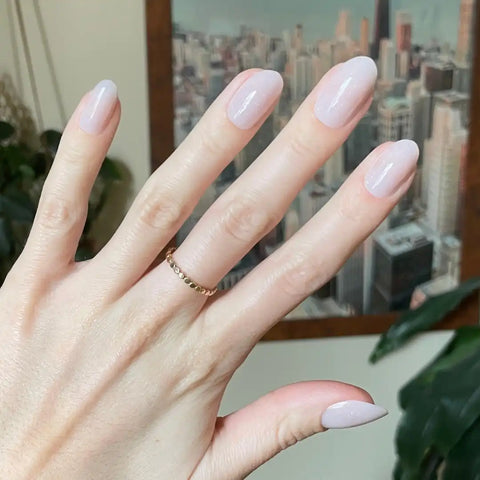 Milky Micro Glitter - Press-On | Medium | Oval