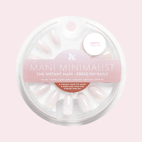 Milky Micro Glitter - Press-On | Medium | Oval