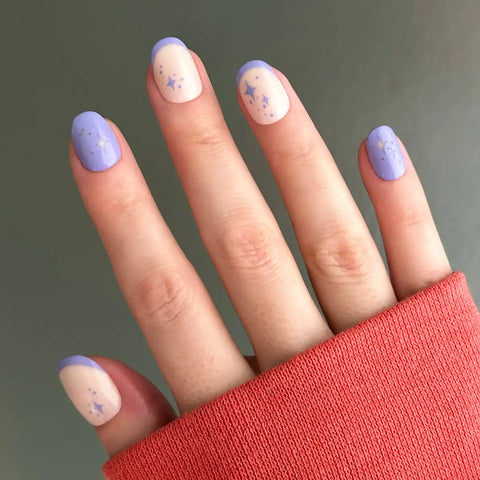Mixed Purple Sparkle | Extra Short | Round - Tab Press-On