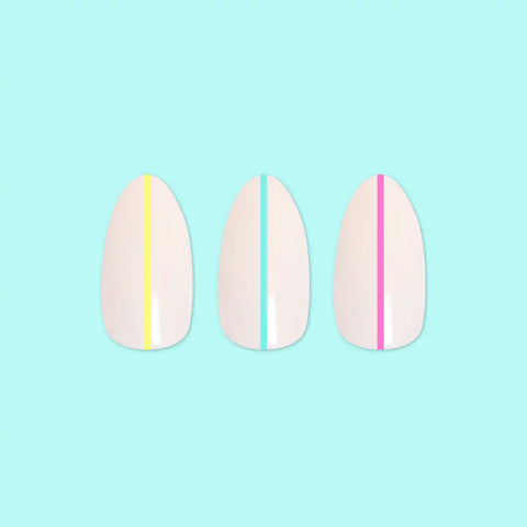 Neon Lines - Press-On | Medium | Almond