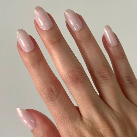Neutral Shimmer French - Press On | Medium | Oval