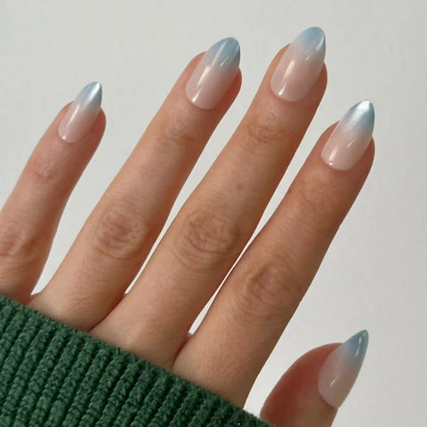 Ocean Mist Velvet Gradient - Press On | Medium | Almond