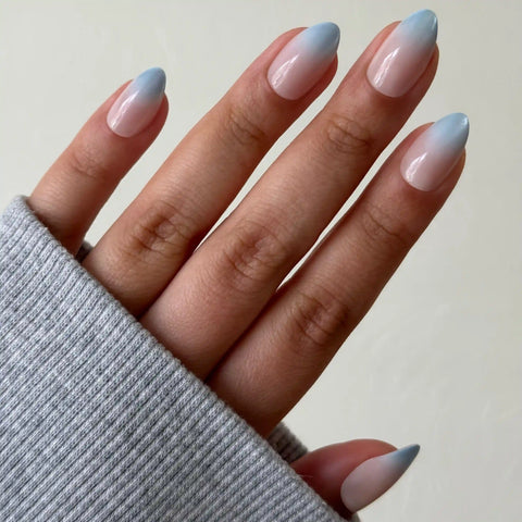 Ocean Mist Velvet Gradient - Press On | Medium | Almond