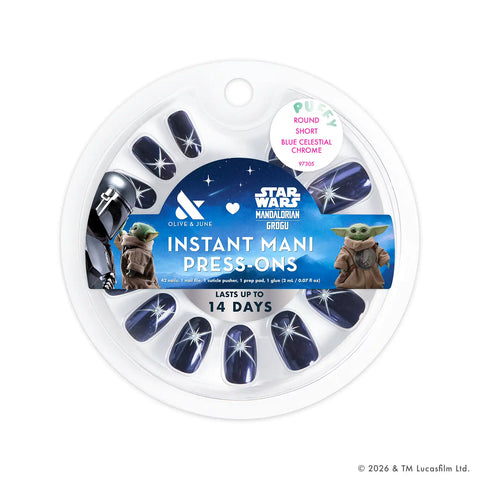 Blue Celestial Chrome - Press-Ons | Short | Round