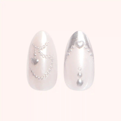 Pretty in Pearls French - Press On | Medium | Almond