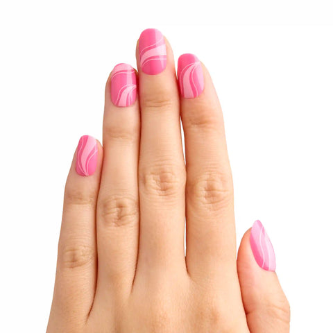 Tonal Pink Swirls - Tab Press On | Short | Round