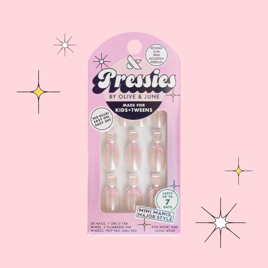 Pink Goldfish French - Pressies | Short Medium | Round