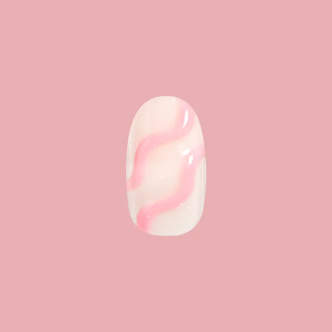 Pink Puffy Swirls - Press-On | Short | Round