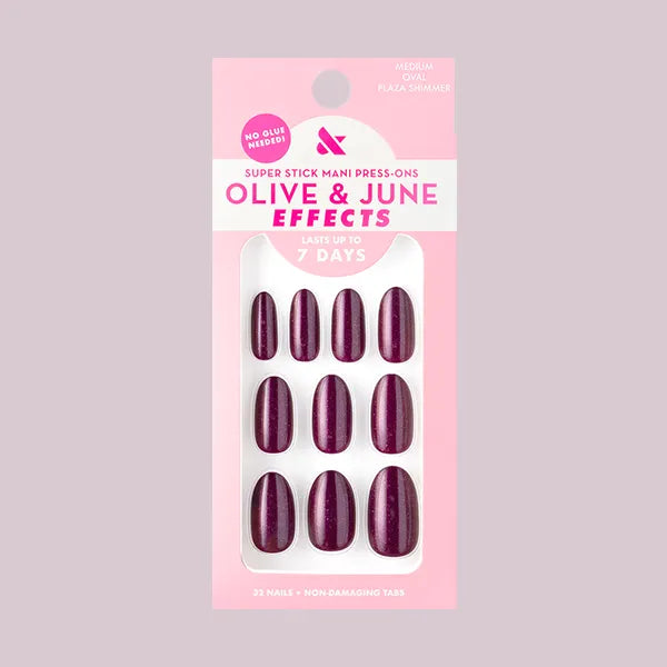 Plaza Shimmer | Medium | Oval - Tab Press-On