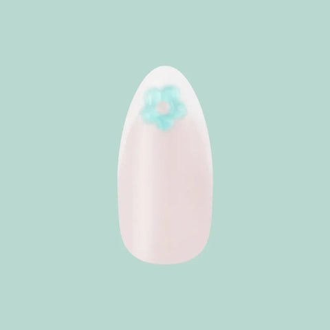 Puffy Flower Chrome French - Press-On | Medium | Almond