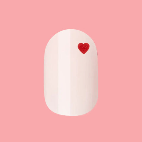 Red Hearts | Short | Round - Tab Press-On