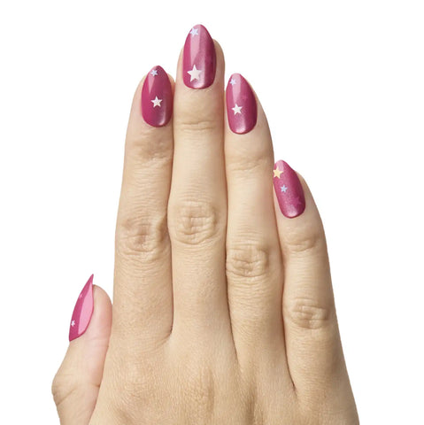 Star Fuchsia Velvet - Press On | Medium | Almond