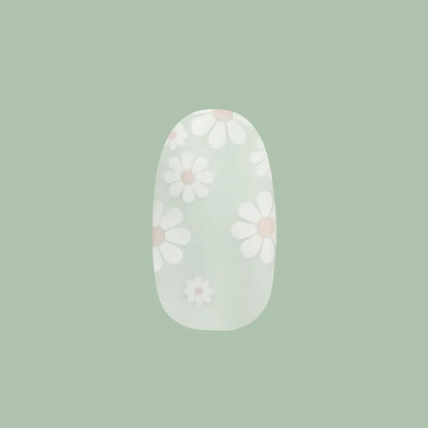 Teal Chrome Flower Shower - Press-On | Short | Round