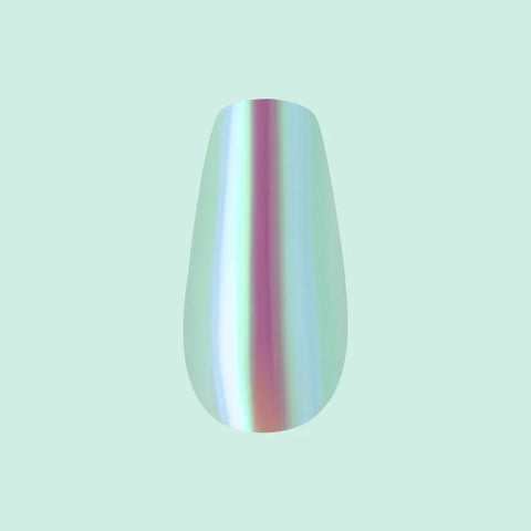 Teal Glass Chrome - Press-On | Medium | Coffin