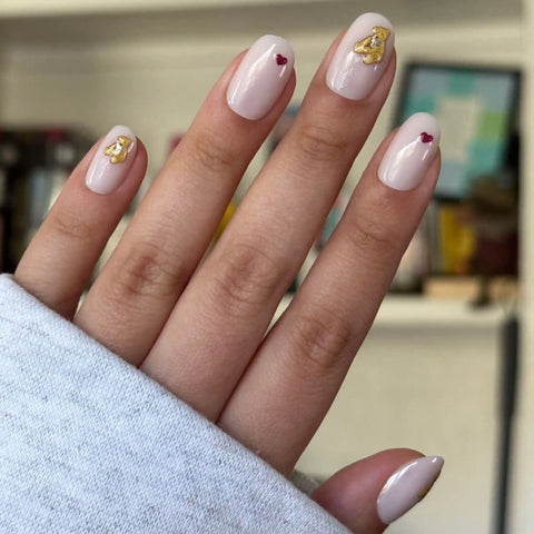 Tiny Teddy Hearts - Press On | Short | Round
