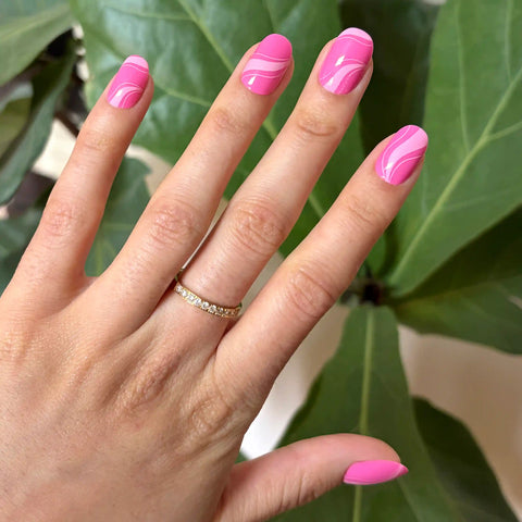 Tonal Pink Swirls - Tab Press On | Short | Round