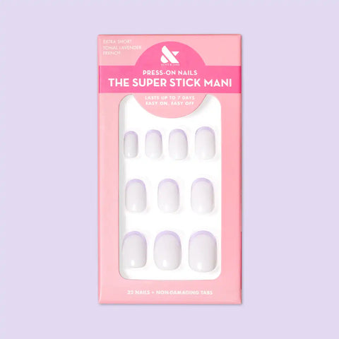 Tonal Lavender French | Extra Short | Round - Tab Press-On