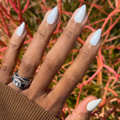 White Jelly Chrome - Press-On | Medium | Stiletto