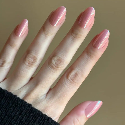 Bubblegum Jelly Chrome - Press-On | Medium | Oval